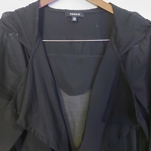 Torrid Black Voile Lightweight Jacket Cinch Waist 00XL US 10 - Picture 9 of 12
